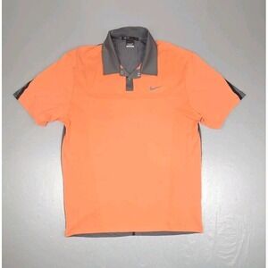 Nike Tiger Woods Golf Polo Shirt Mens Large Orange Standard Fit Dri-FIt Retired
